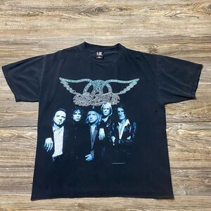 VTG Aerosmith Nine Lives World Tour 90s 97 T-Shirt Black Rock Band Concert USA L